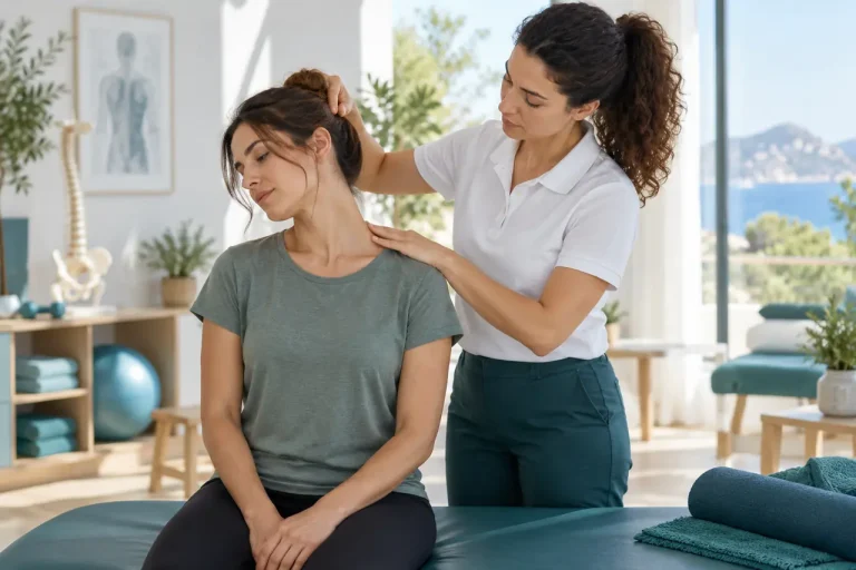 Valoración fisioterapéutica del cuello de una paciente con dolor cervical en Alaior